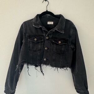 Mono B Charcoal Distressed Denim Jacket